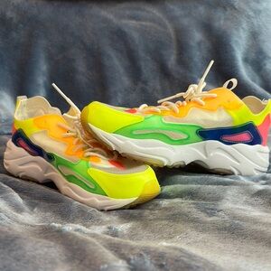 Yellow and Green Athletic Shoes with Chunky Sole